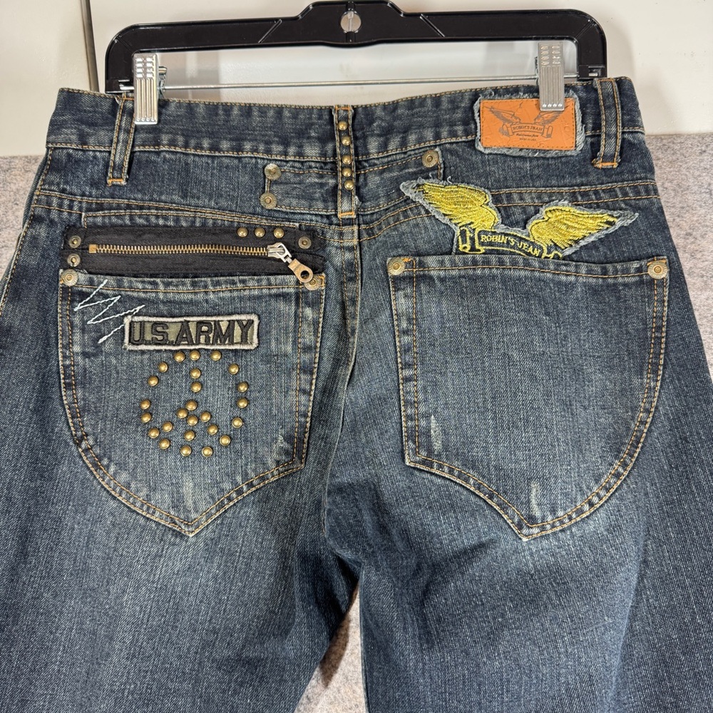 Robin’s Jean US Army Embroidered Jeans Blue Size 31 Y2K Distressed Streetwear - Picture 16 of 16